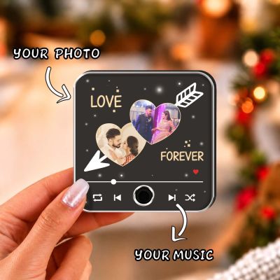 Personalized Romantic Music Player Fridge Magnet with Built in Speaker – Customized Photo Refrigerator Magnet Love Forever Gift for Anniversary, Couple, Husband, Wife